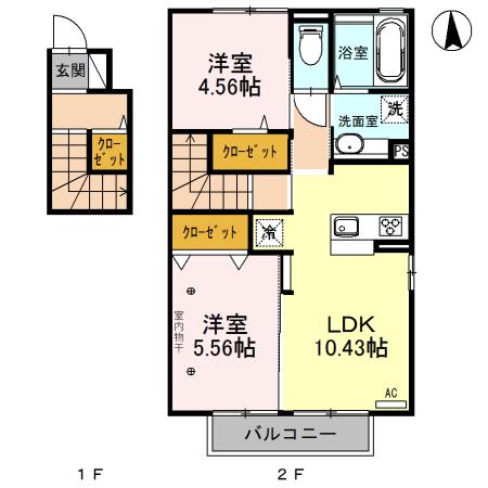 レザン・M(2LDK/2階)の間取り写真