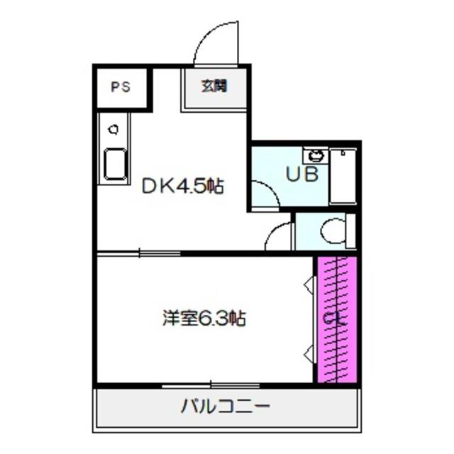 エルミタージュ(1DK/3階)の間取り写真