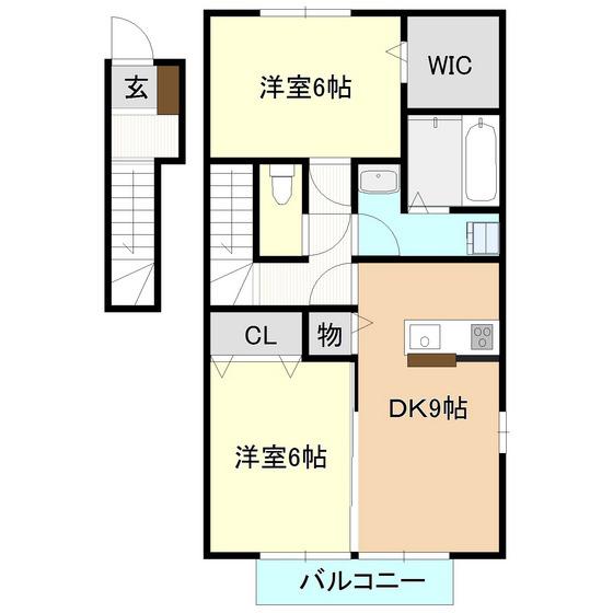 グランドステージ久保台(2DK/2階)の間取り写真