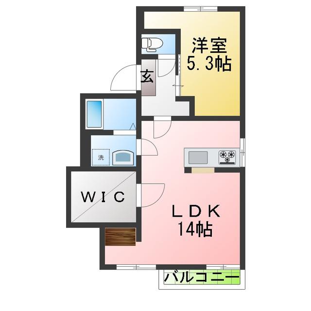 エステート日永 C棟(1LDK/2階)の間取り写真