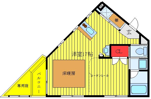 マンションリベレ(ワンルーム/1階)の間取り写真