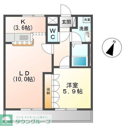 ラビランスA棟(1LDK/2階)の間取り写真
