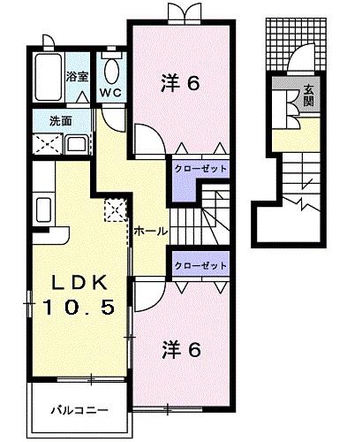 サン・アベニューC(2LDK/2階)の間取り写真