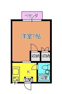 フィールドクラブII(1K/2階)の間取り写真