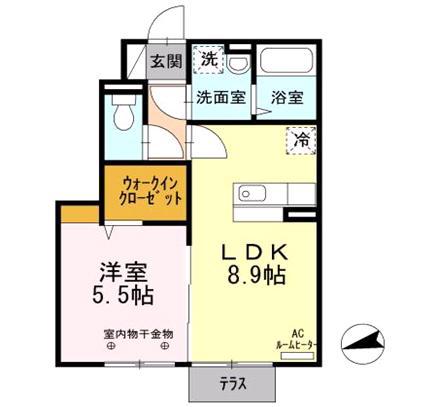 チャーム開和(1LDK/1階)の間取り写真