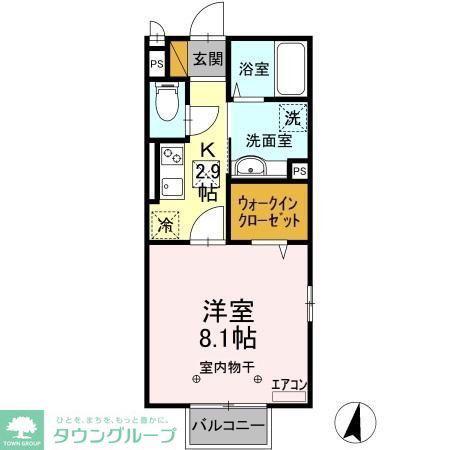 グレンディール(1K/1階)の間取り写真