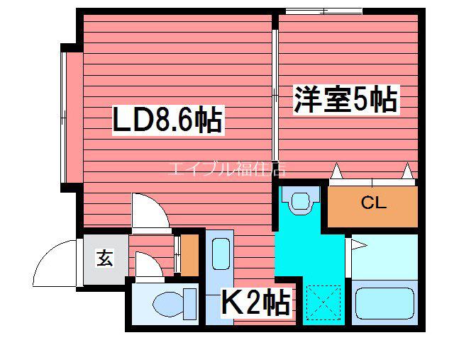 エスポアール福住(1LDK/2階)の間取り写真