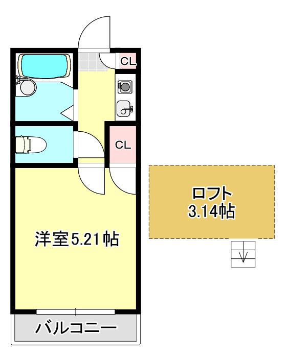 パレスシモイフク(1K/1階)の間取り写真