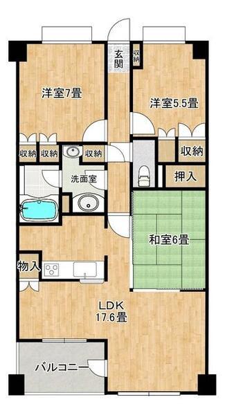 グランレーヴ大森蘇峰公園(3LDK/2階)の間取り写真