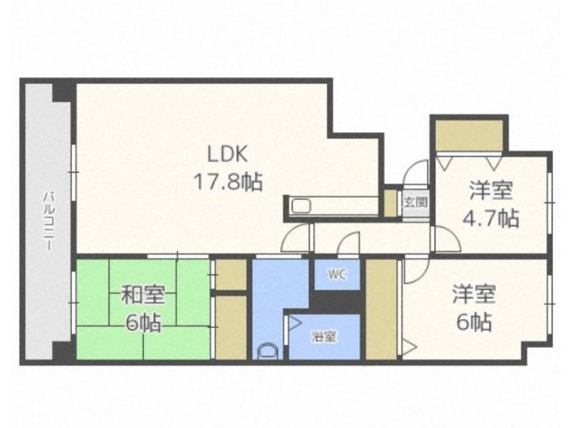 ファインコート山鼻(3LDK/3階)の間取り写真
