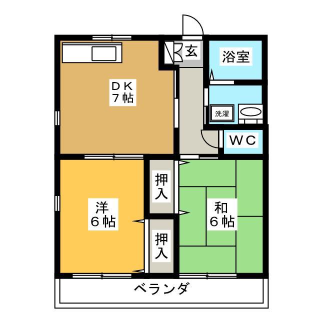 ピアハイツ青山B(2DK/1階)の間取り写真