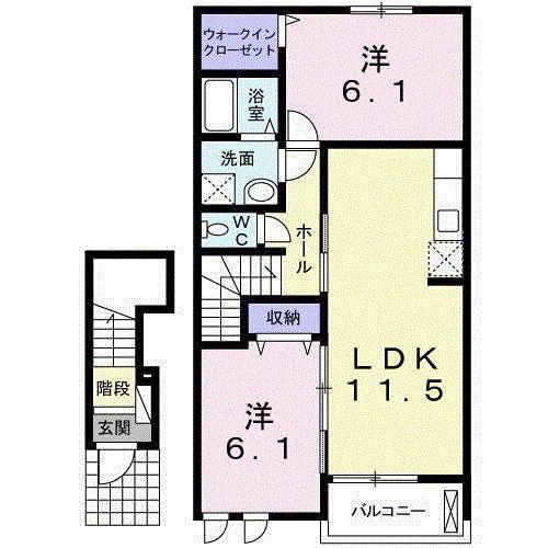 コリエンテ(2LDK/2階)の間取り写真