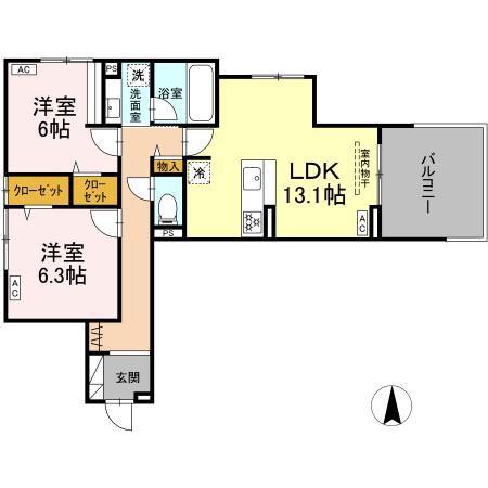 THE STATELY 子安町(2LDK/4階)の間取り写真