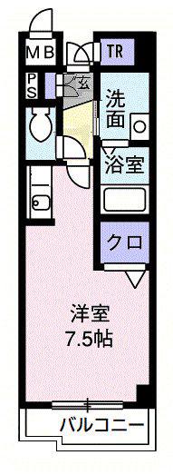 グロリアス(ワンルーム/2階)の間取り写真