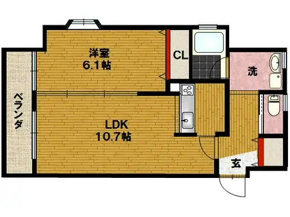 ダイコー水前寺駅通6(1LDK/7階)の間取り写真
