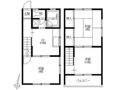 コーポ松岡 C・D棟(3DK/1階)の間取り写真