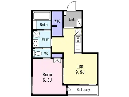 スカイウォーカー(1LDK/4階)の間取り写真
