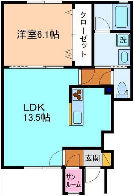 オレンジコート(1LDK/1階)の間取り写真