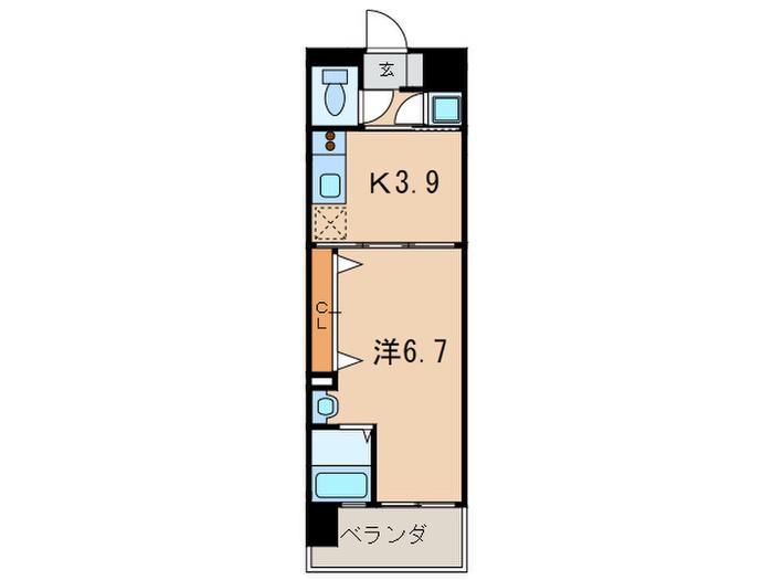 NO.47 PROJECT2100小倉駅(1DK/9階)の間取り写真