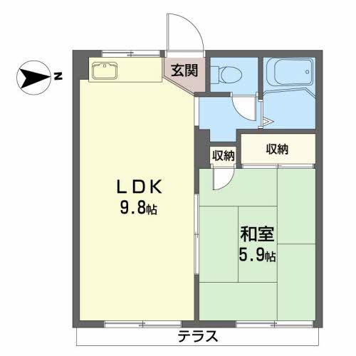 グレースTE1(1LDK/1階)の間取り写真