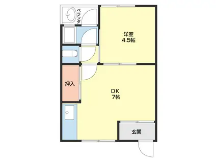 松興アパート(1DK/2階)の間取り写真