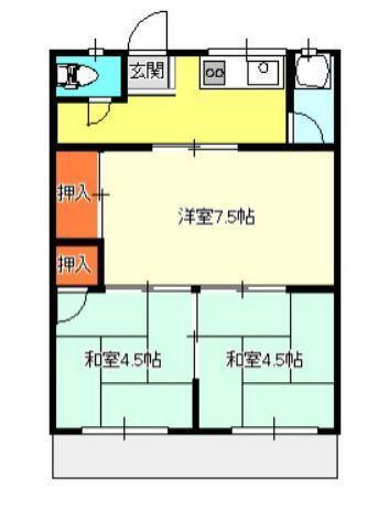 山口アパート(3K/1階)の間取り写真