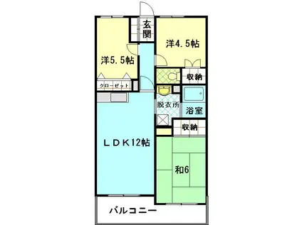 ラポール青山(3LDK/1階)の間取り写真