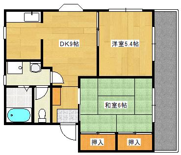 パークヒル井口A棟(2DK/1階)の間取り写真