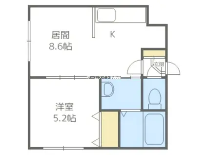 マンション福寿草(1LDK/3階)の間取り写真
