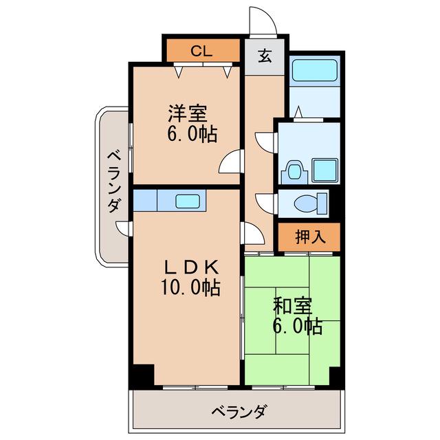 AVENUEやなぎはら(2LDK/1階)の間取り写真