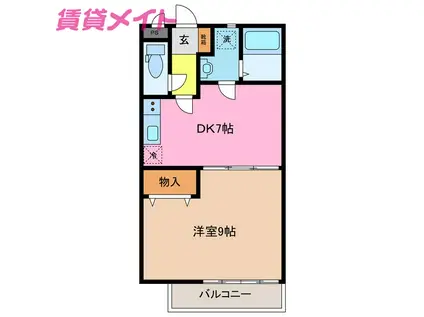 ハイツジュエイユーIII(1DK/2階)の間取り写真