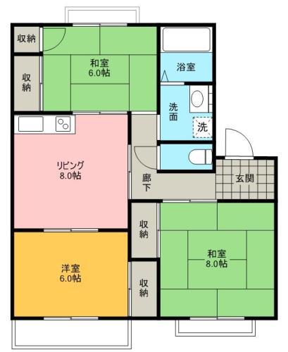 フレグランス川崎(3K/2階)の間取り写真