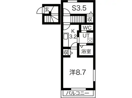 アリエッタ常盤台(1SK/2階)の間取り写真
