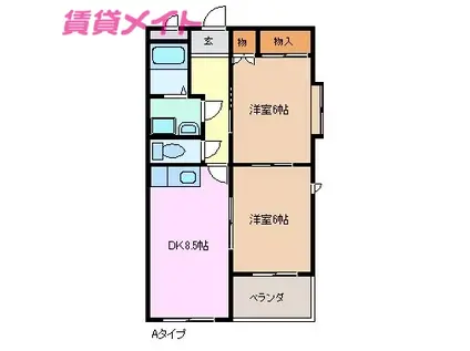 フォレスタ(2DK/1階)の間取り写真