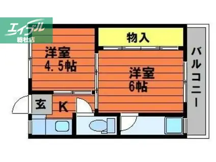 ソラーナ川辺 I(2K/3階)の間取り写真