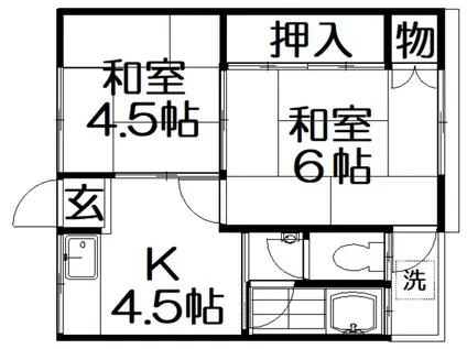 楠マンション(2K/3階)の間取り写真