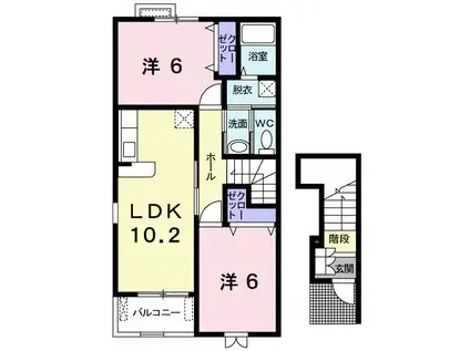 アルバフランA(2LDK/2階)の間取り写真