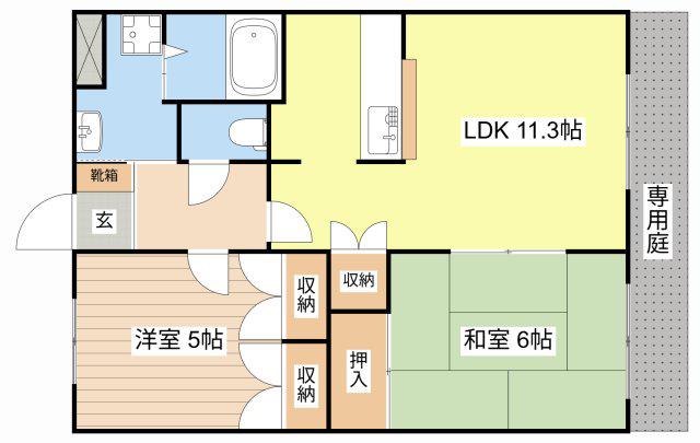 プレイス エリエゼル(2LDK/1階)の間取り写真