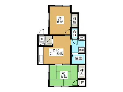 ウッディーハイツ(2DK/1階)の間取り写真