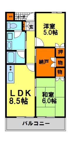 ハイツ竹田(2SLDK/3階)の間取り写真