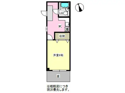 アーバンヴィレッジ五色(1K/1階)の間取り写真