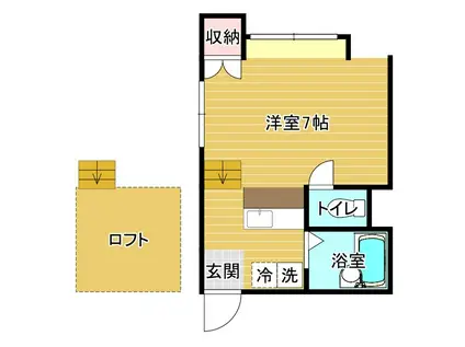 メモリーハイツ(ワンルーム/2階)の間取り写真