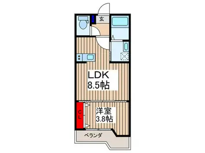 ロワジール新河岸(1LDK/1階)の間取り写真