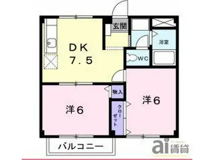 メゾン斉藤(2DK/1階)の間取り写真