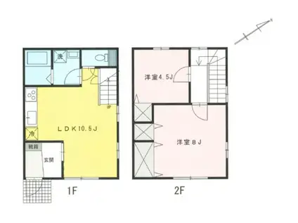 ホワイトヒルズ(2LDK/2階)の間取り写真