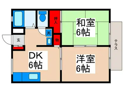 コーポ舞浜(2DK/1階)の間取り写真