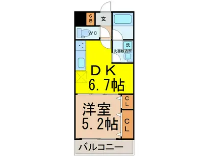 WINDOMII(1DK/2階)の間取り写真