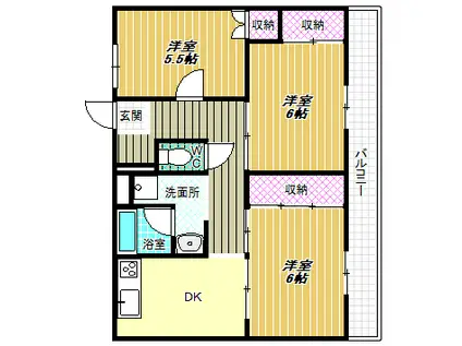 ビレッジハウス城蓮寺(3DK/1階)の間取り写真