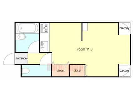 リブコート岡本(ワンルーム/1階)の間取り写真