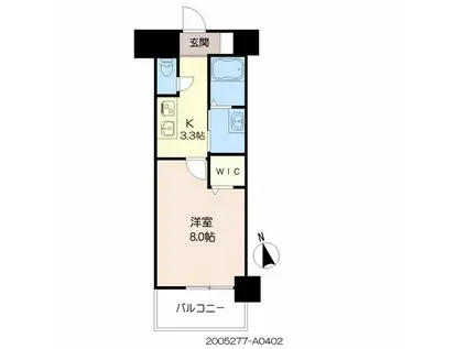 グランデール(1K/4階)の間取り写真